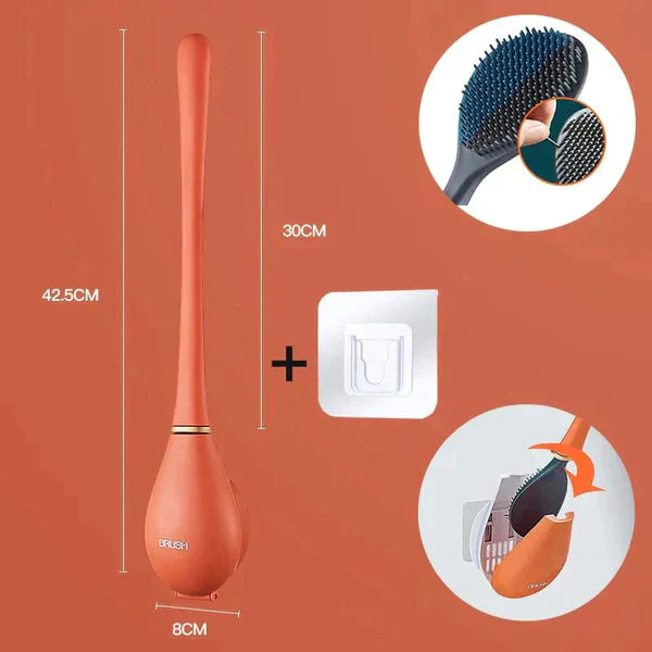 "Moderne toiletborstel CleanGuard met borstelharen in groen, oranje, wit voor hygiënische badkamerreiniging."