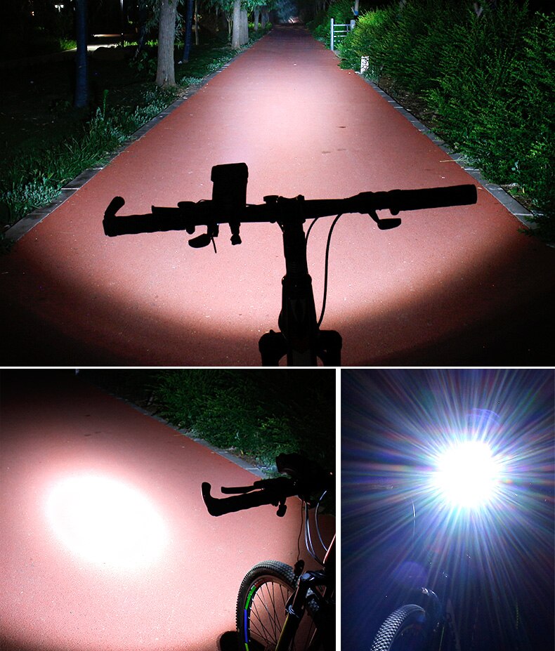 "Multifunctionele fietshouder in blauw: telefoonhouder, powerbank, fietslicht en claxon, stijlvolle 4-in-1 fietsgadget."