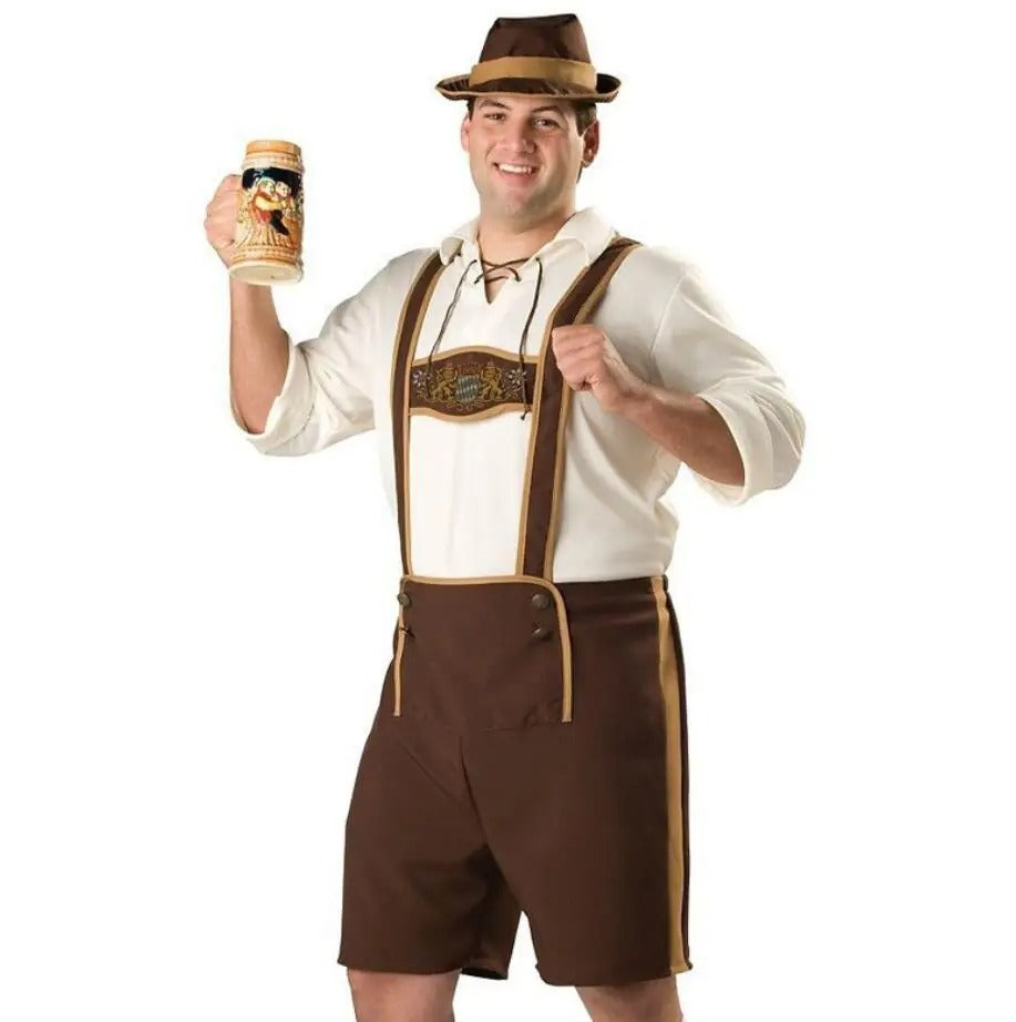 "Oktoberfest dirndl in elegant design, blauw geruit; ideaal voor vrouwen die een feestelijke traditionele Duitse look willen.