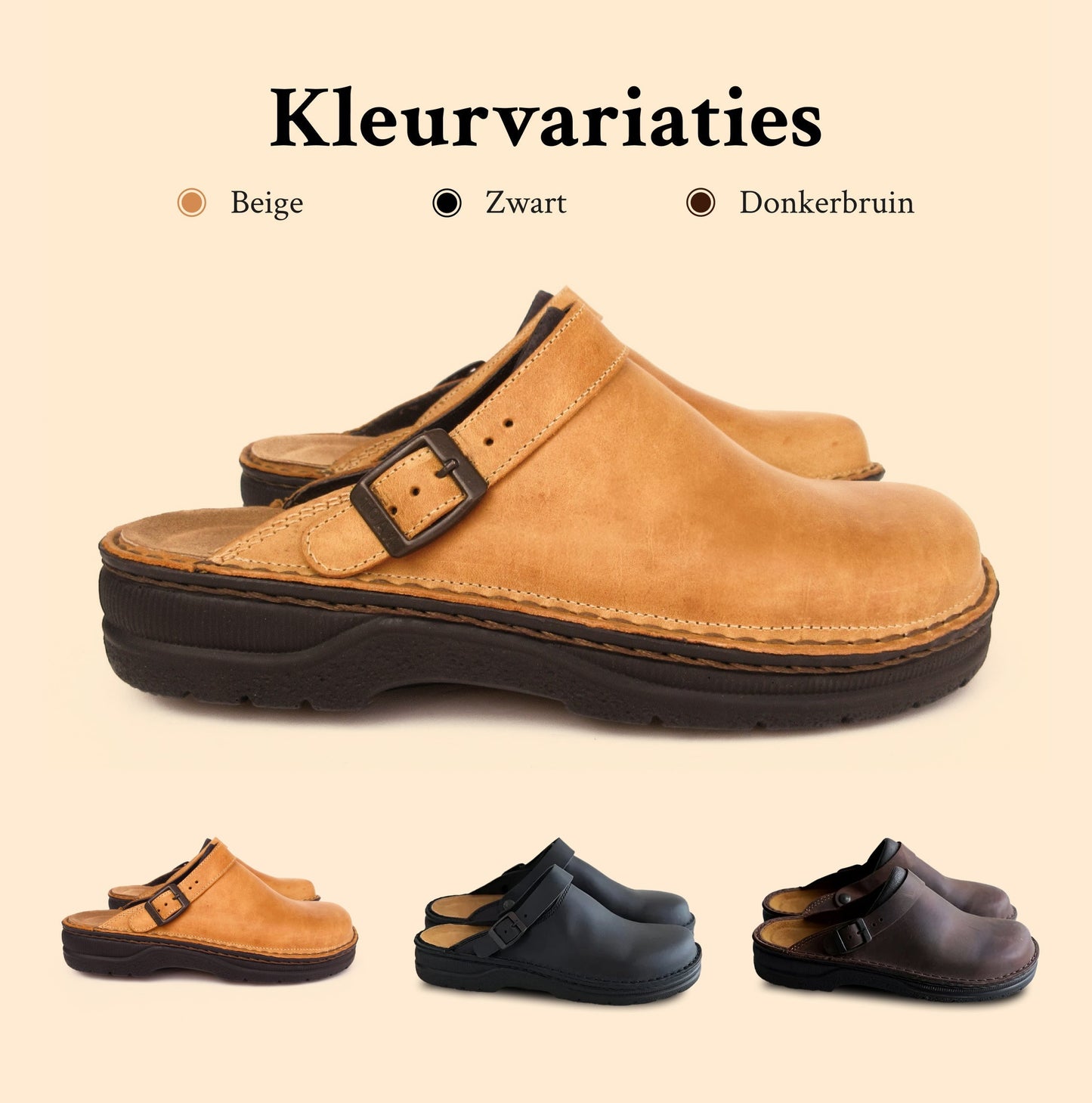 "Orthopedische leren heren pantoffels, luxe en stijlvol design met open hiel en antislip zool voor ultiem comfort."