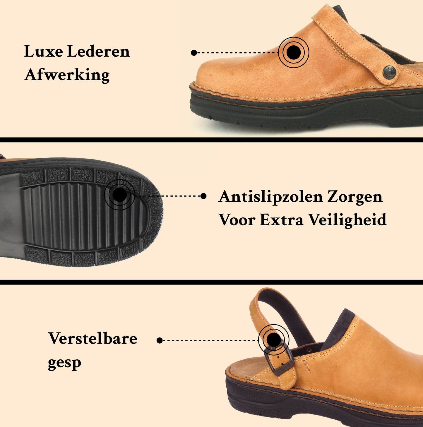 "Orthopedische leren heren pantoffels, luxe en stijlvol design met open hiel en antislip zool voor ultiem comfort."