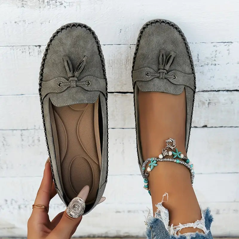 "Orthopedische mocassins dames, elegant design, bruine kleur, slip-on, comfortabel ademend materiaal, antislip zool"