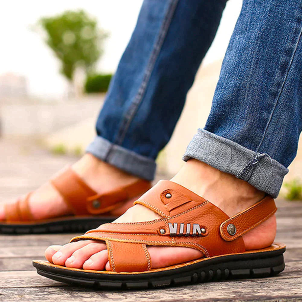 "Orthopedische sandalen voor heren, zwart, bruin, lichtbruin, maat 36-45, comfortabel voetbed, stijlvol design."