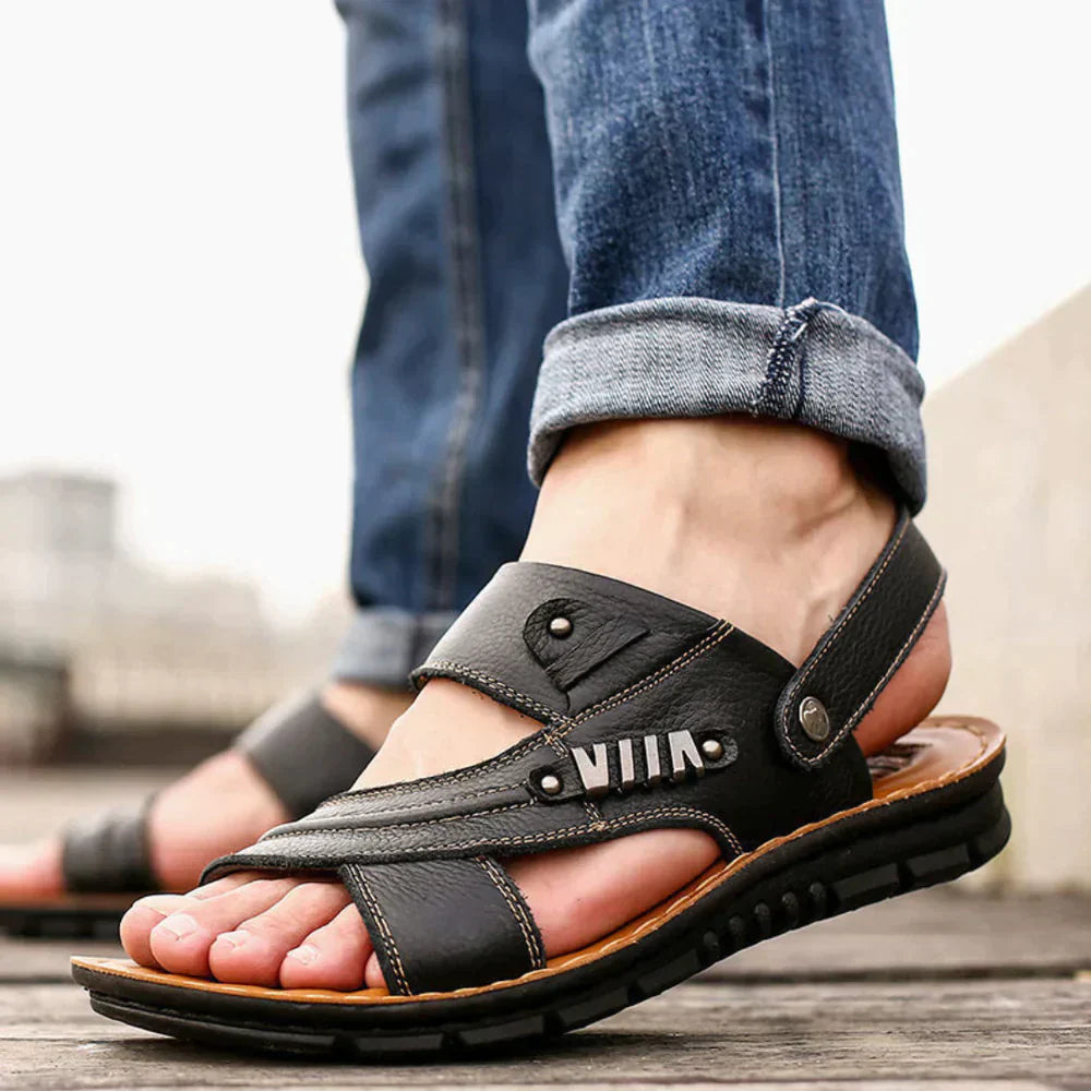 "Orthopedische sandalen voor heren, zwart, bruin, lichtbruin, maat 36-45, comfortabel voetbed, stijlvol design."
