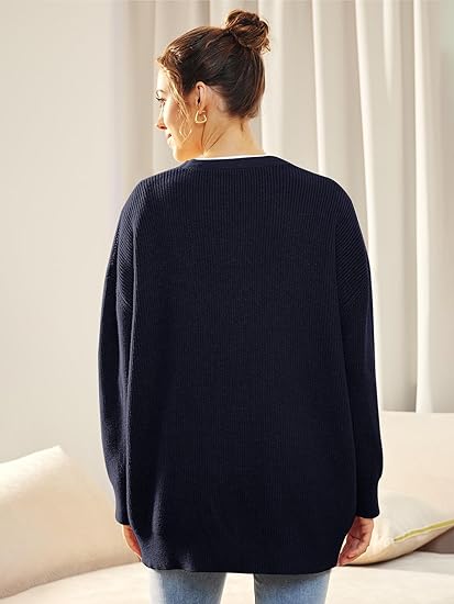 "Oversized damesvest, V-hals, knoopsluiting, warme stof, comfortabele pasvorm, stijlvol voor koele dagen"