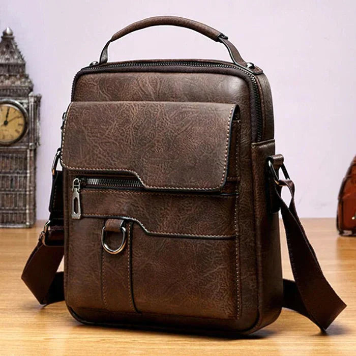 "Randel Lederen Laptop Tas, stijlvolle schoudertas met veelzijdige opbergruimte en compact ontwerp in premium PU-leer."