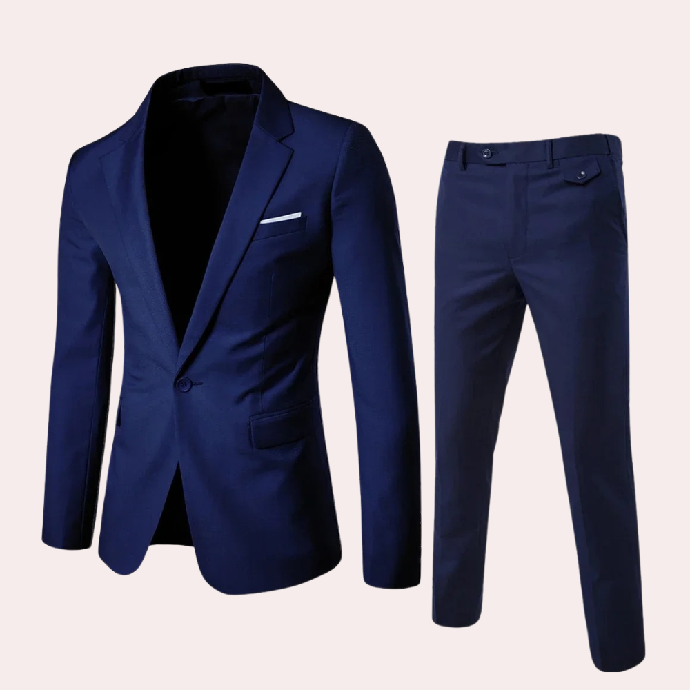 "Rood luxe heren zomerpak met stijlvolle blazer en pantalon, perfecte pasvorm, elegant voor formele gelegenheden."