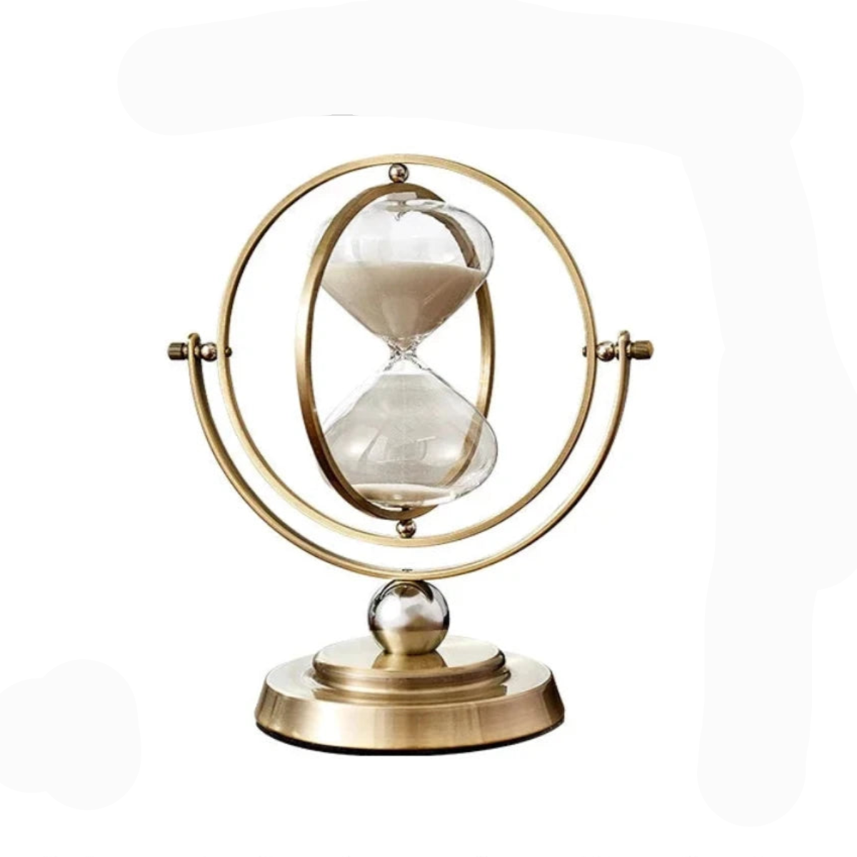 "Scandinavische zandloper van glas en metaal, stijlvol en tijdloos. Perfecte home accessoire voor interieurdecoratie."