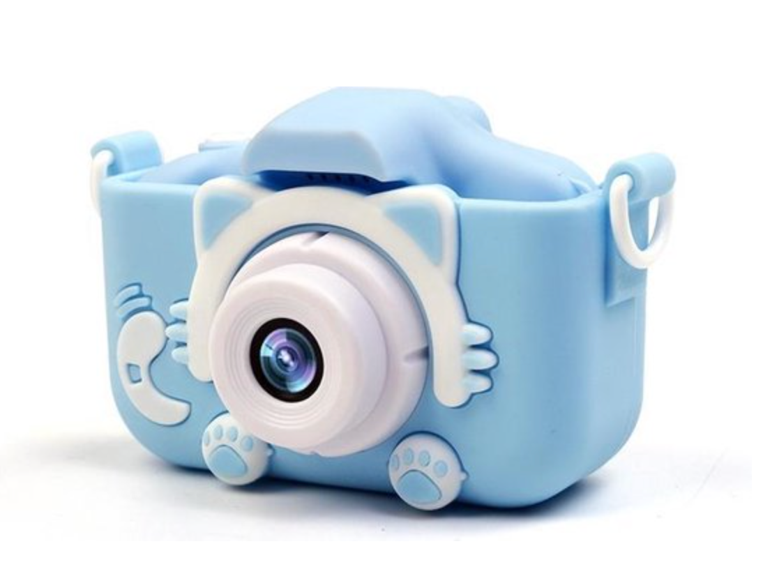 "Schokbestendige HD mini digitale camera voor kinderen, kleurrijk design, 20MP foto's, 1080p video's, inclusief beschermhoes.