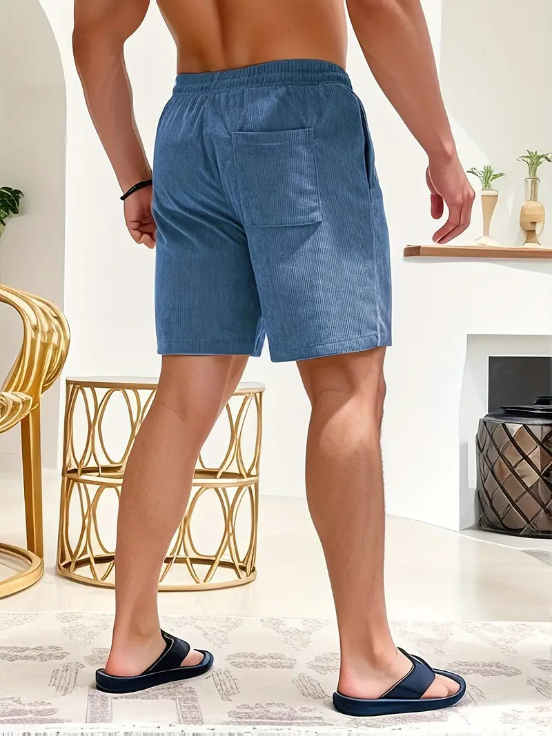 "Sneldrogende heren zwembroek, modern design, blauwe kleur, elastische tailleband met trekkoord, ideaal voor strand en zwemba