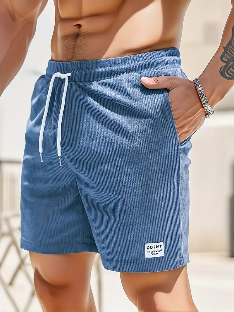 "Sneldrogende heren zwembroek, modern design, blauwe kleur, elastische tailleband met trekkoord, ideaal voor strand en zwemba