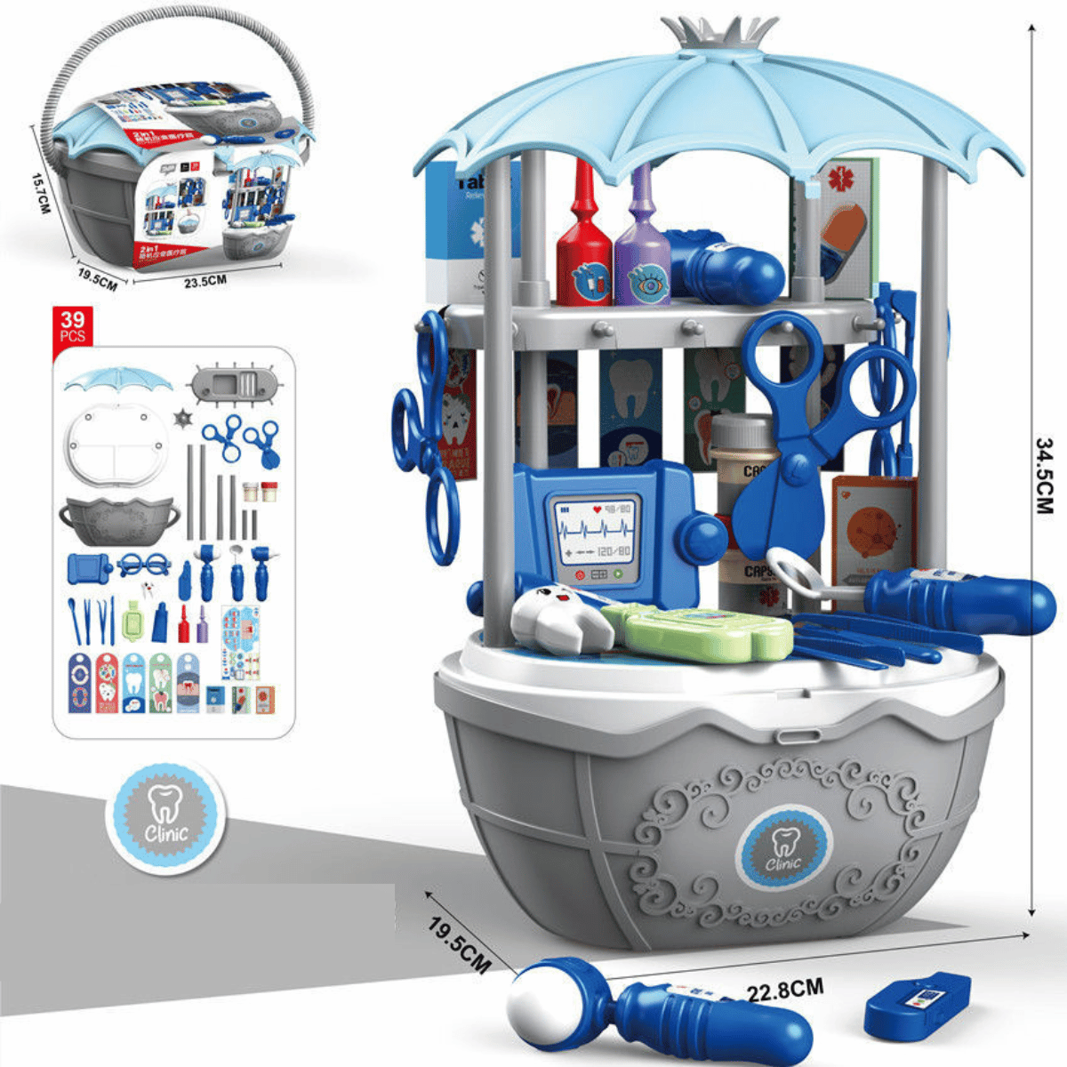 Speelgoed ijskar voor kinderen met kleurrijke accessoires zoals ijsjes, lolly's en bekers voor creatief rollenspel.