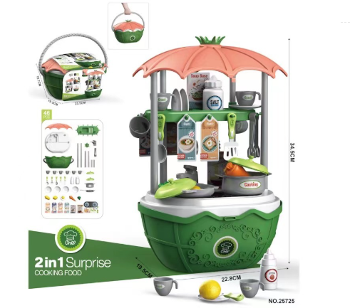 Speelgoed ijskar voor kinderen met kleurrijke accessoires zoals ijsjes, lolly's en bekers voor creatief rollenspel.