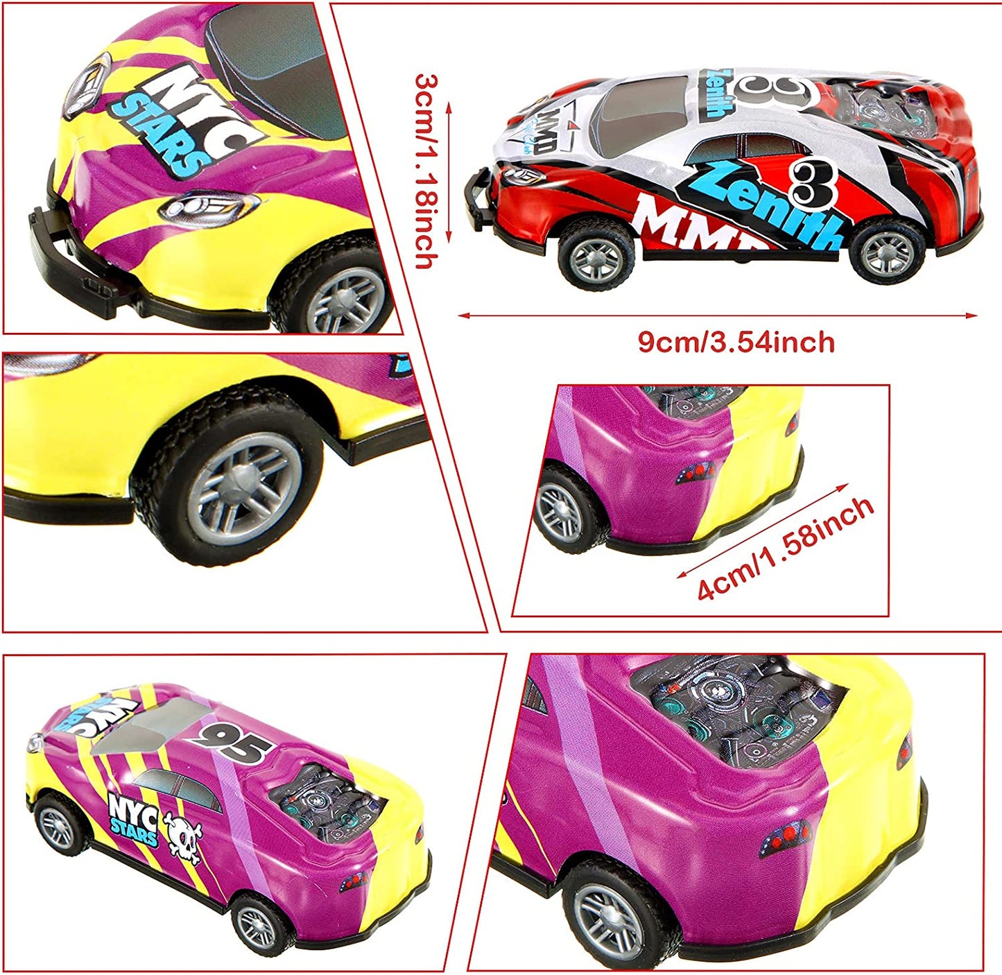 "Speelgoedauto's met kleurrijke ontwerpen en stuntmogelijkheden, onderdeel van de 8-delige Stunt Cars™ set voor kinderen."