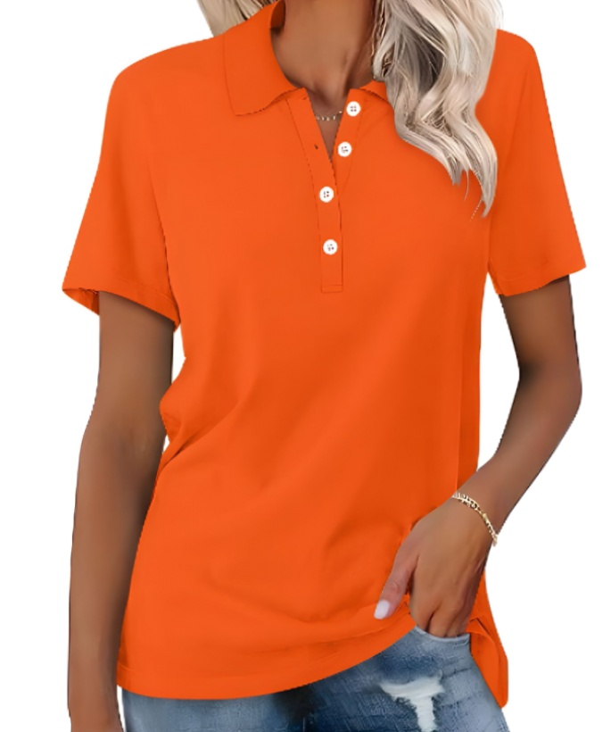 Stijlvol dames poloshirt met kraag, knopen, duurzaam materiaal; elegante look, perfect voor elke gelegenheid.