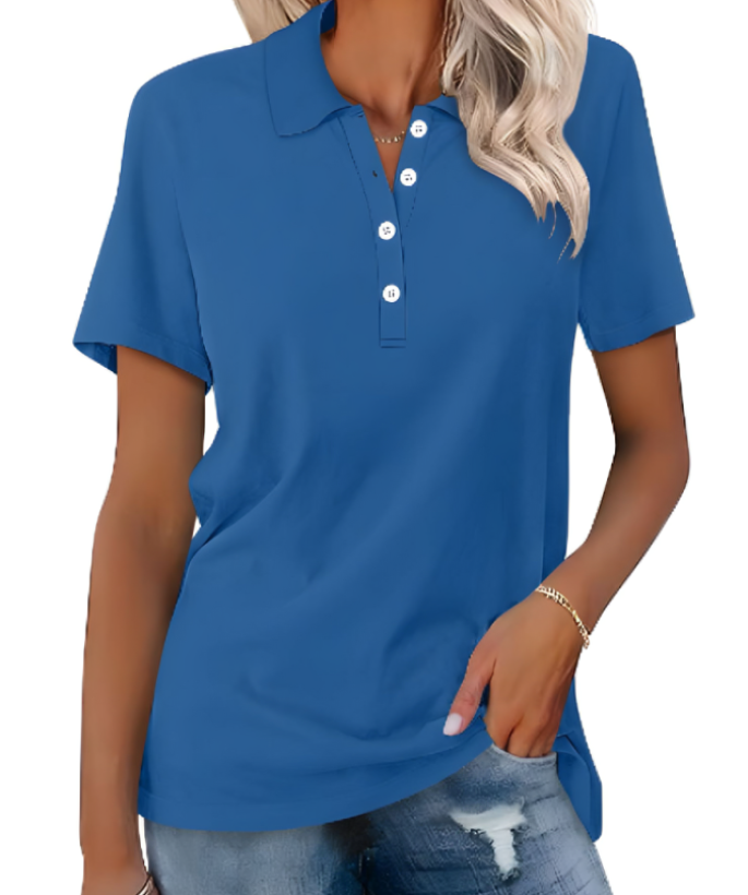 Stijlvol dames poloshirt met kraag, knopen, duurzaam materiaal; elegante look, perfect voor elke gelegenheid.