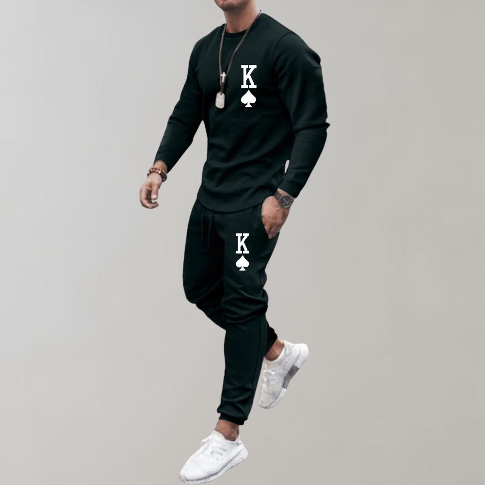 "Stijlvol en comfortabel heren trainingspak, slim-fit met ritssluiting, verkrijgbaar in groen, zwart, khaki en wit."