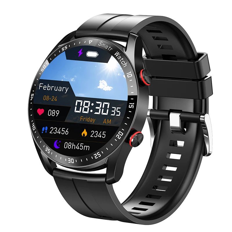 "Stijlvol slim horloge met touchscreen, niet-invasieve glucosemeter en gezondheidsfuncties in diverse stijlen."