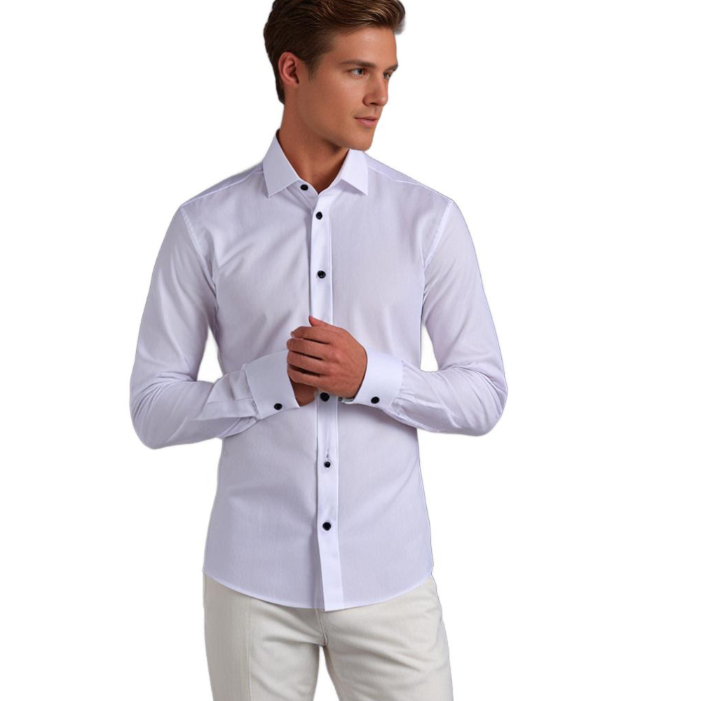 Stijlvol stretch herenoverhemd, perfecte pasvorm, 6 kleuren; elegant en comfortabel voor elke gelegenheid.