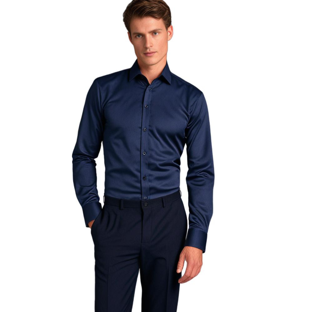 Stijlvol stretch herenoverhemd, perfecte pasvorm, 6 kleuren; elegant en comfortabel voor elke gelegenheid.