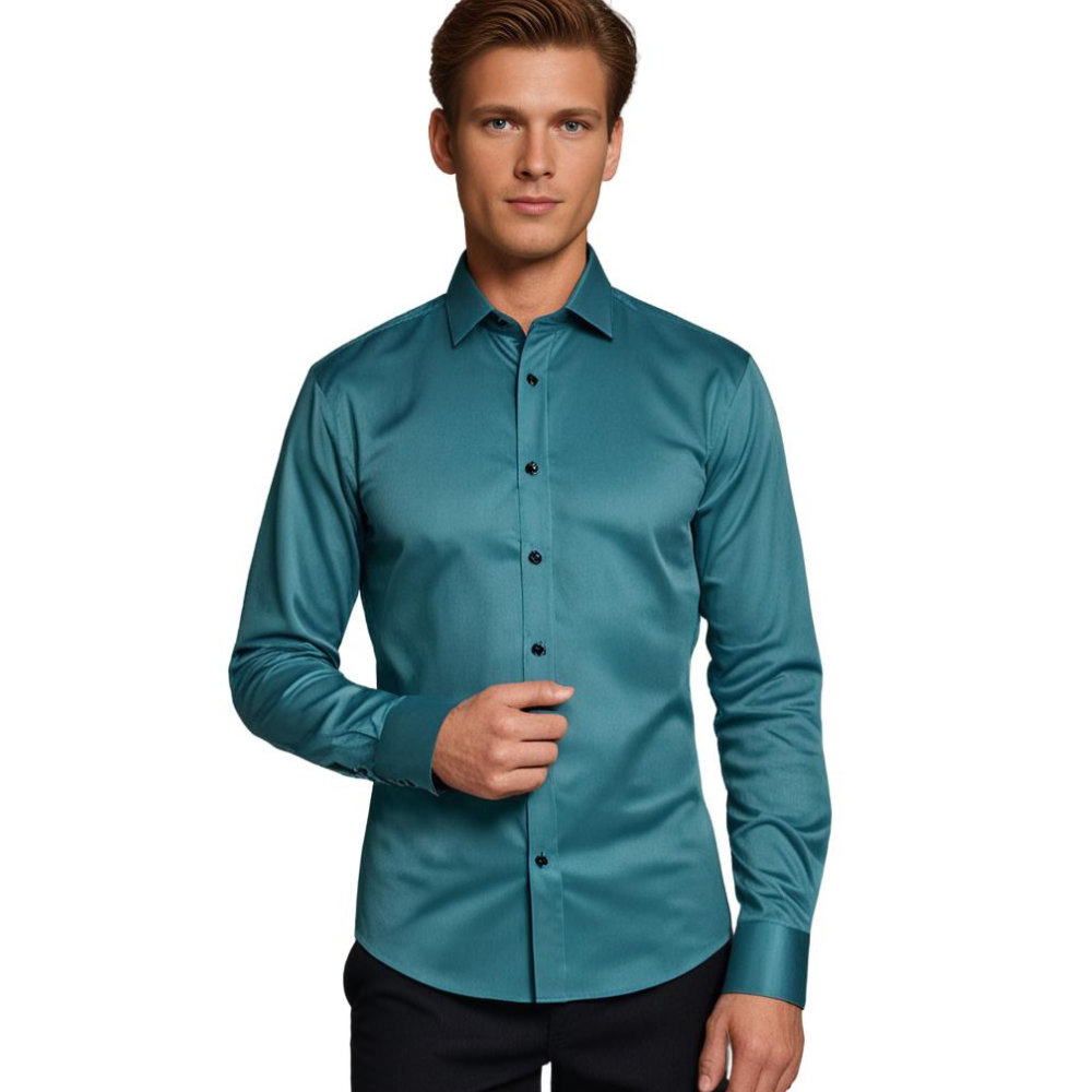 Stijlvol stretch herenoverhemd, perfecte pasvorm, 6 kleuren; elegant en comfortabel voor elke gelegenheid.