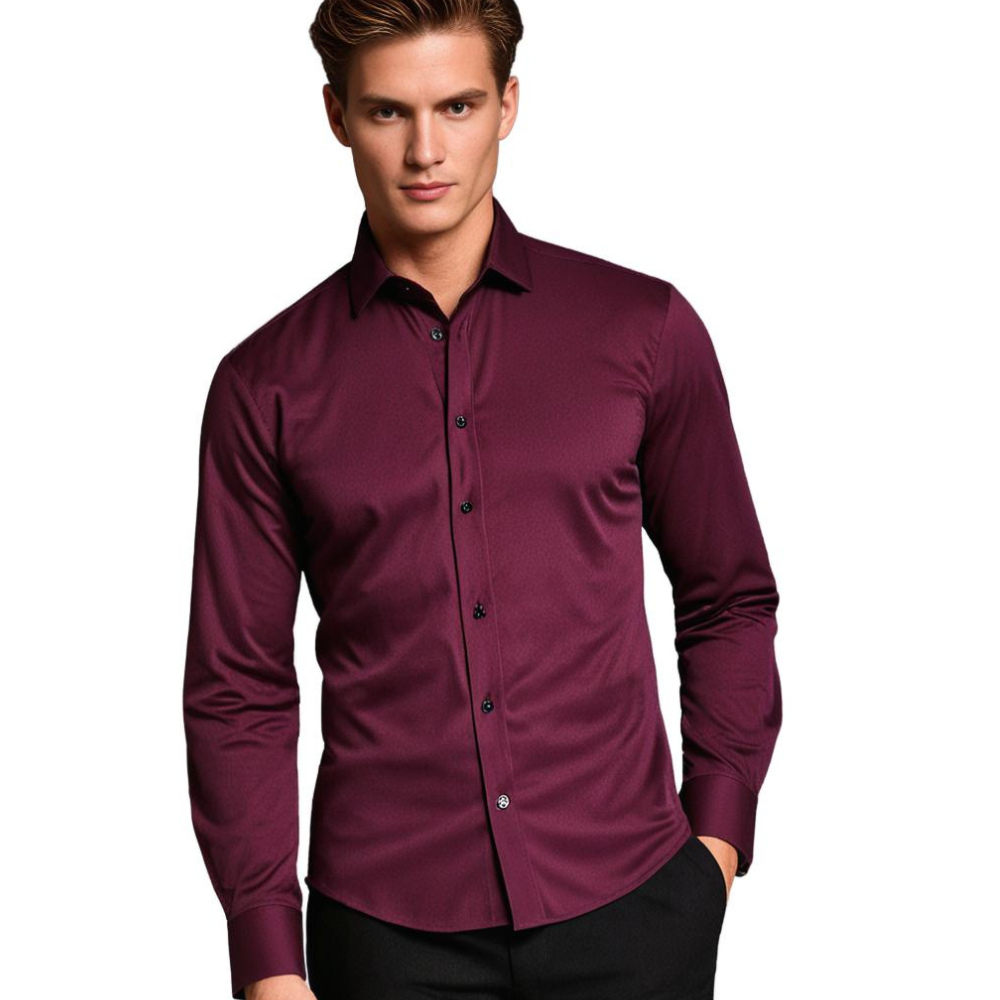 Stijlvol stretch herenoverhemd, perfecte pasvorm, 6 kleuren; elegant en comfortabel voor elke gelegenheid.