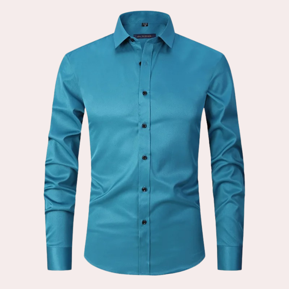 Stijlvol stretch herenoverhemd, perfecte pasvorm, 6 kleuren; elegant en comfortabel voor elke gelegenheid.