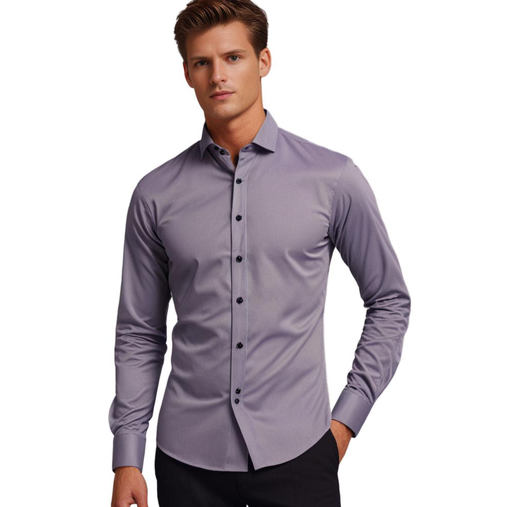 Stijlvol stretch herenoverhemd, perfecte pasvorm, 6 kleuren; elegant en comfortabel voor elke gelegenheid.