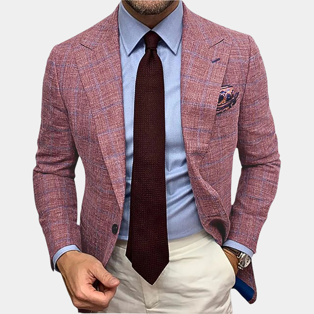 Stijlvolle herenblazer met tweeknopontwerp, nonchalante kraag; veelzijdig en elegant, ideaal voor elke gelegenheid.