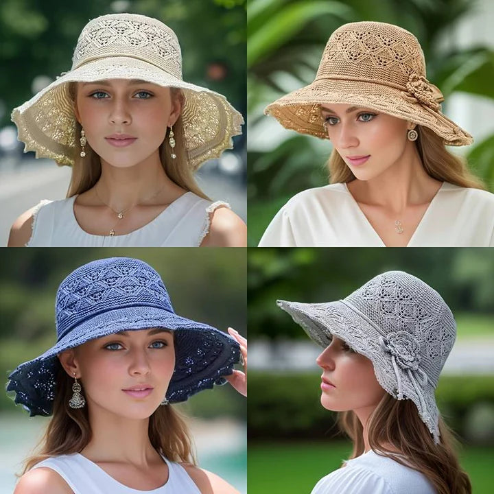 Stijlvolle Odessa zonnehoed met brede rand en elegante uitstraling, ideaal voor zomerse dagen; biedt UV-bescherming.