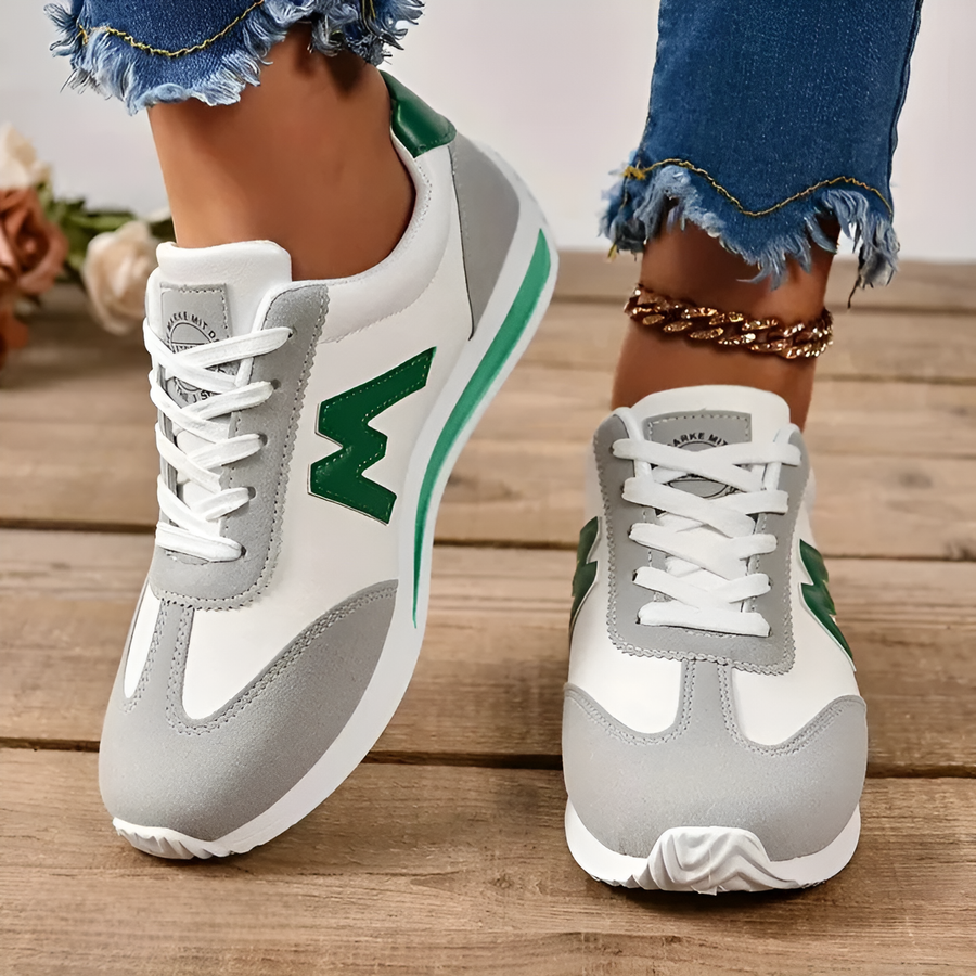 "Stijlvolle Veerle damesschoenen met modern design, dempende zolen en ademend materiaal voor comfort en stabiliteit."