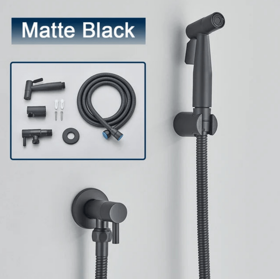 "Toilet bidet sprayer voor hygiëne, modern zilver design, duurzaam materiaal, eenvoudig te installeren, waterbesparend."