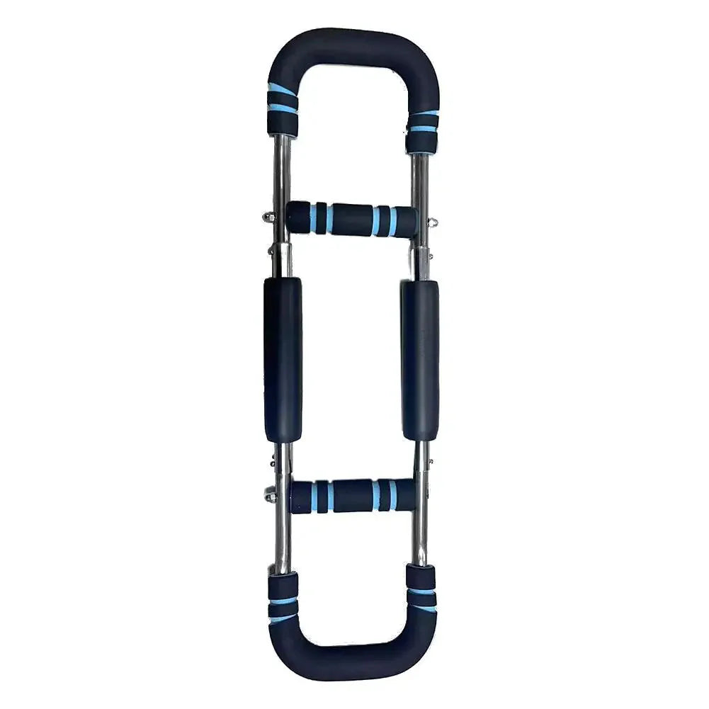 Verstelbare Twister Arm Trainer voor schouderkracht en borstspanning. Compact, draagbaar fitnessapparaat in zwart, blauw, roo