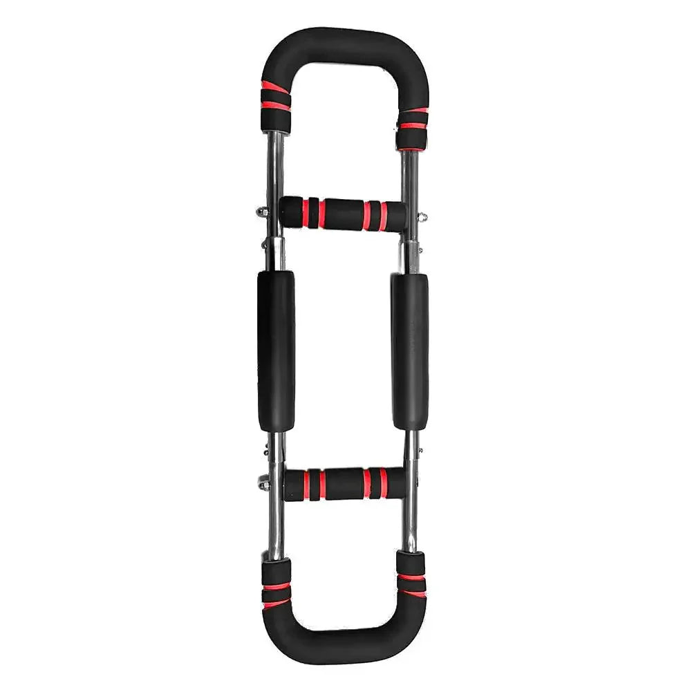 Verstelbare Twister Arm Trainer voor schouderkracht en borstspanning. Compact, draagbaar fitnessapparaat in zwart, blauw, roo