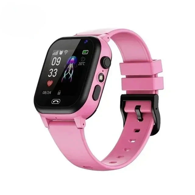 "Waterdicht kinder GPS-horloge met videobellen, SOS-functie, in blauw, roze of zwart, ideaal voor veiligheid en avontuur."