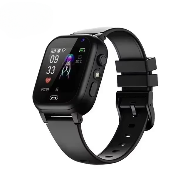 "Waterdicht kinder GPS-horloge met videobellen, SOS-functie, in blauw, roze of zwart, ideaal voor veiligheid en avontuur."