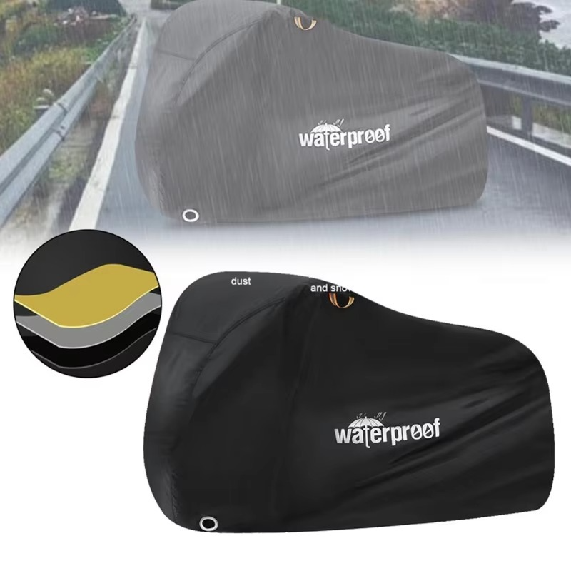 "Waterdichte fietshoes met polyester en PVC, beschermt tegen regen en zon. Ideaal voor fiets of e-bike."