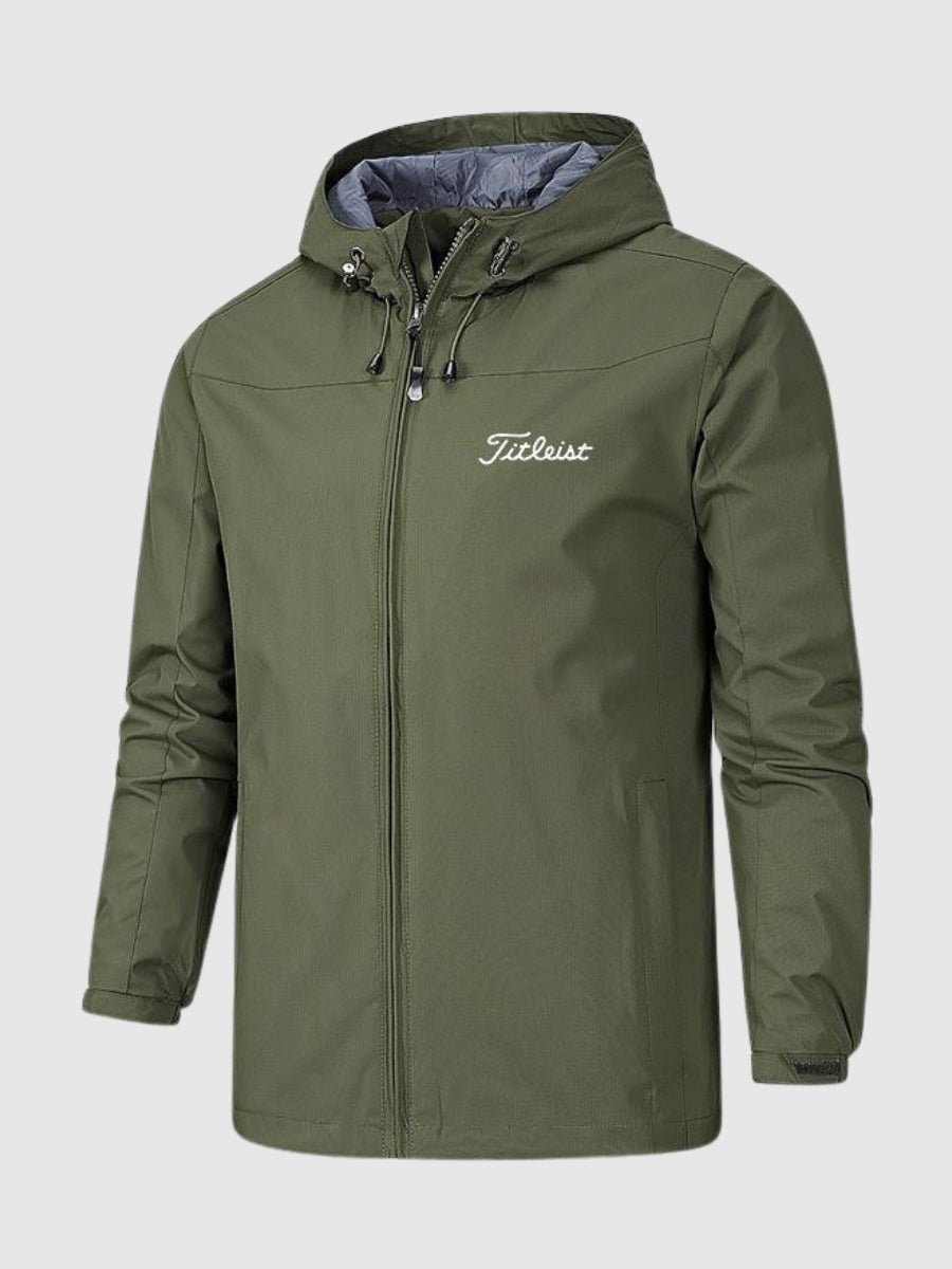 "Waterdichte unisex regenjas, blauw polyester met capuchon, voor dames en heren. Bescherming tegen wind en regen."
