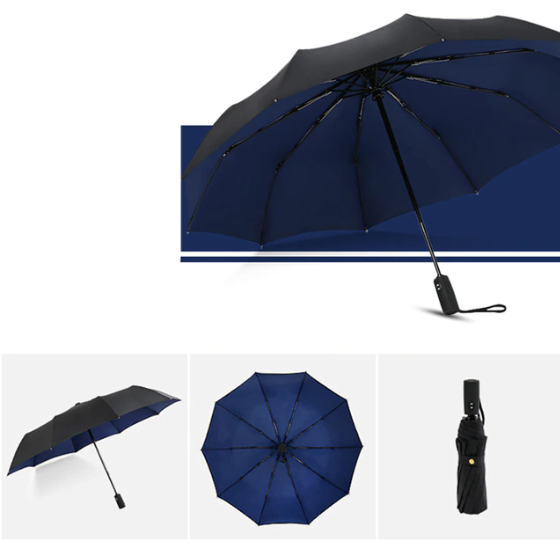 "Windbestendige stormparaplu, lichtgewicht, duurzaam, in trendy kleuren, beschermt tegen regen en harde wind."