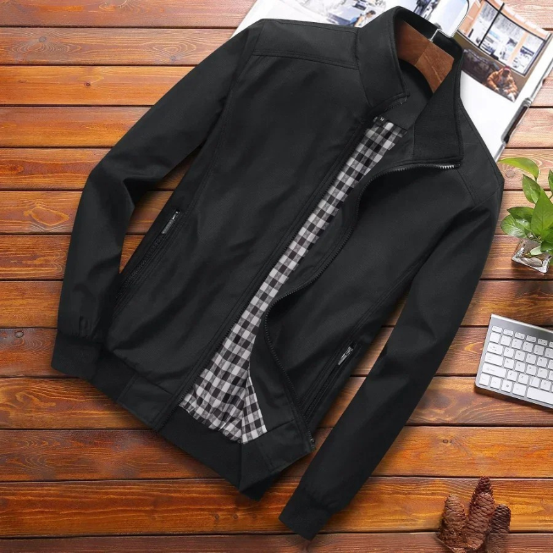 "Winddichte zomerjas voor heren, stijlvolle kraag, diverse kleuren, ideaal voor winderige dagen, verschillende maten beschikb