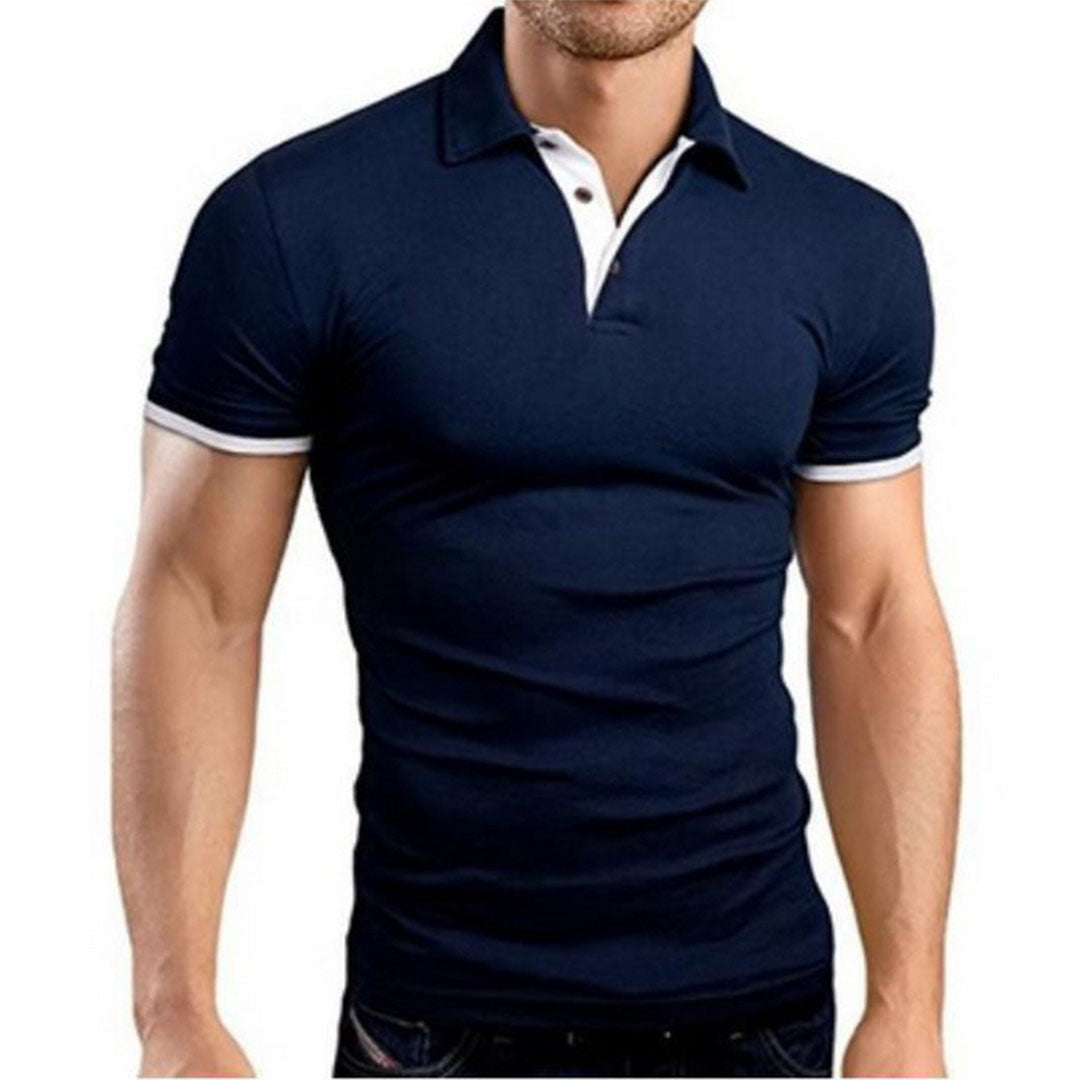 Zomerse herenpoloshirt zwart-rood, stijlvol en comfortabel, elegant afgewerkt, perfect voor elke gelegenheid.