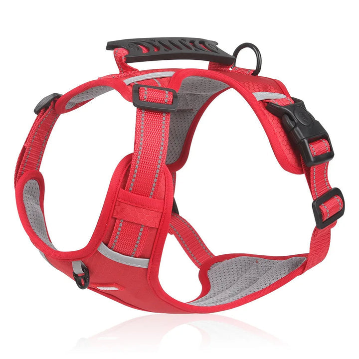 "Ademend nylon hondenharnas, anti-trek ontwerp, verstelbaar, reflecterende details, comfort en controle voor hondenwandelinge