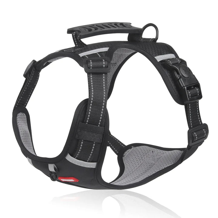 "Ademend nylon hondenharnas, anti-trek ontwerp, verstelbaar, reflecterende details, comfort en controle voor hondenwandelinge
