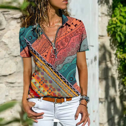 "Ademend zomershirt dames, modern ontwerp, oranje; elegant en stijlvol voor warme dagen, diverse kleuren beschikbaar."