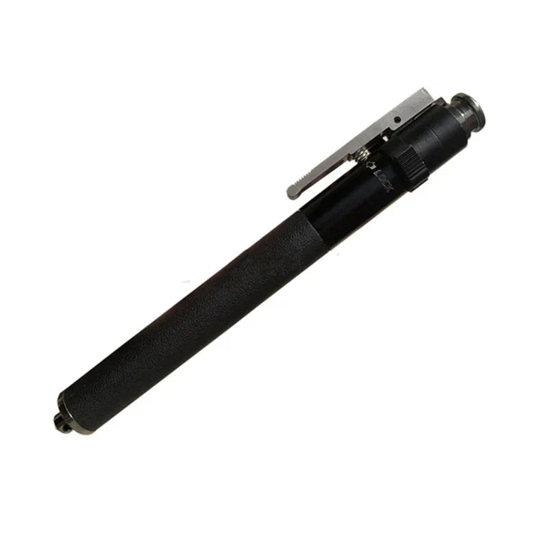 "Automatisch opvouwbare zwarte wandelstok met ergonomische handgreep, lichtgewicht aluminium en verstelbare lengte."