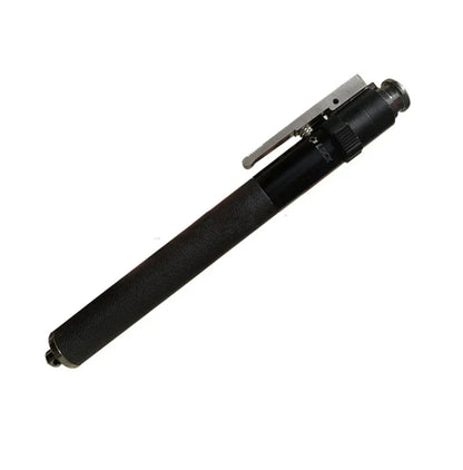 "Automatisch opvouwbare zwarte wandelstok met ergonomische handgreep, lichtgewicht aluminium en verstelbare lengte."