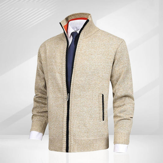 Beige fleece herenvest met rits, comfortabel en stijlvol, perfect voor dagelijks gebruik en eenvoudig te combineren.