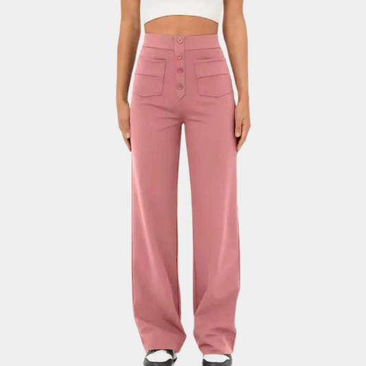 "Blaue damesbroek met hoge taille, elegante snit voor zomer en formeel gebruik, comfortabel en flatterend voor elk figuur."