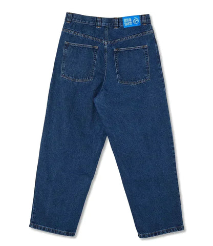 "Blauw oversized heren baggy skater jeans met losse pasvorm, perfect voor streetwear en casual stijl."