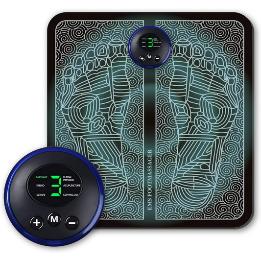 "Callen EMS voetmassage kussen, zwart en compact, met elektrische spierstimulatie voor ontspanning en verbeterde doorbloeding